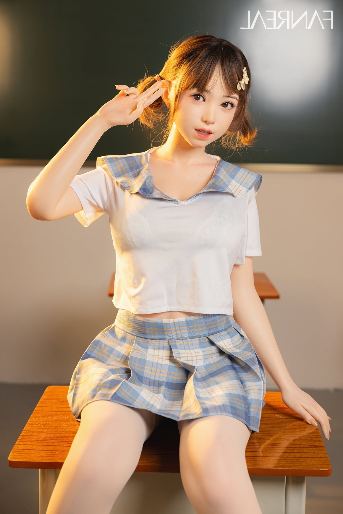 155cm/5ft1 F-cup Cute Silicone Asian Sex Doll with ROS Head - Mo Fanreal