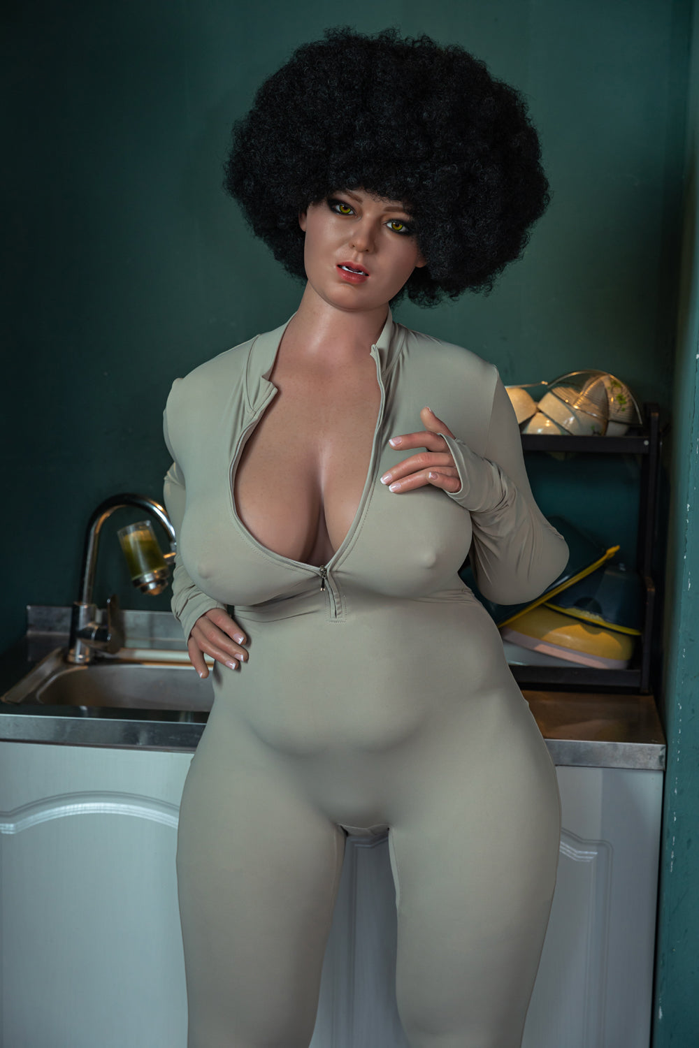 161cm 5ft3 H Cup Bear Hugging Bbw Ros Head Silicone Head Sex Doll Ursula - Torso Starpery