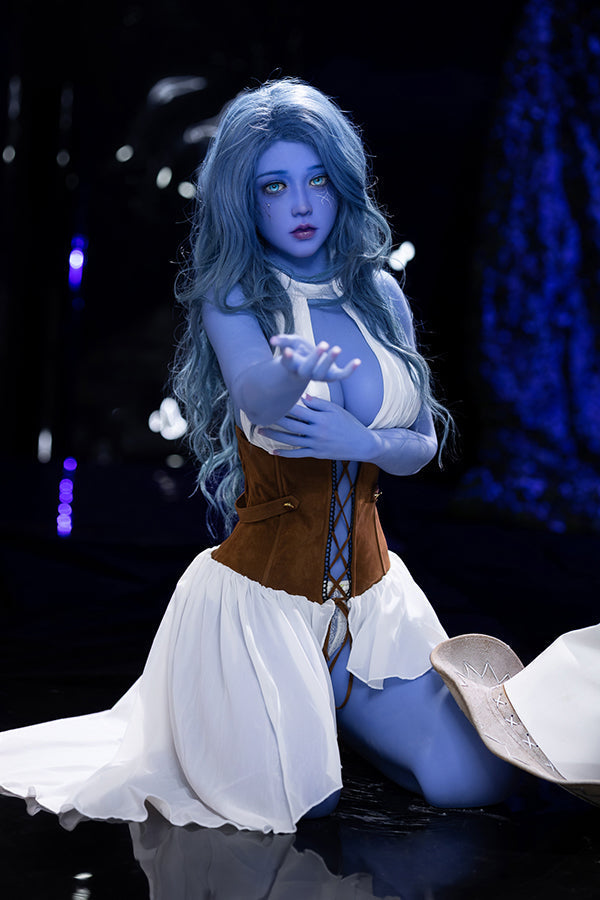 EU In Stock - 160cm/5ft3 F-cup Blue Skinned Alien TPE Sex Doll - Zina Torso Aibei