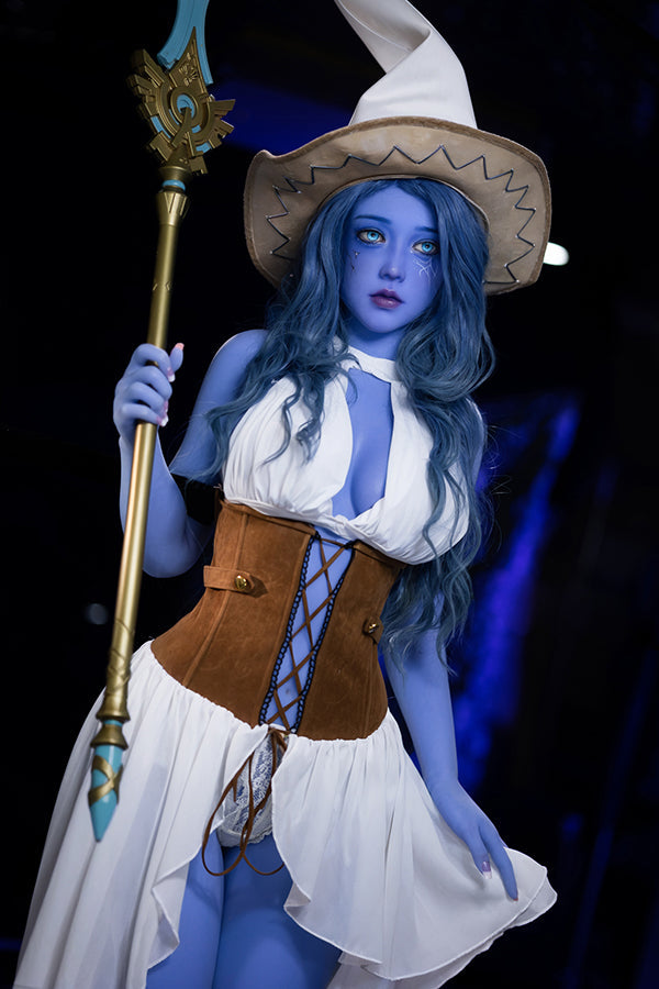 EU In Stock - 160cm/5ft3 F-cup Blue Skinned Alien TPE Sex Doll - Zina Torso Aibei