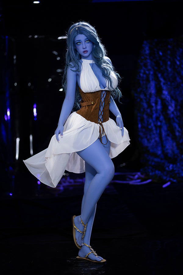 EU In Stock - 160cm/5ft3 F-cup Blue Skinned Alien TPE Sex Doll - Zina Torso Aibei