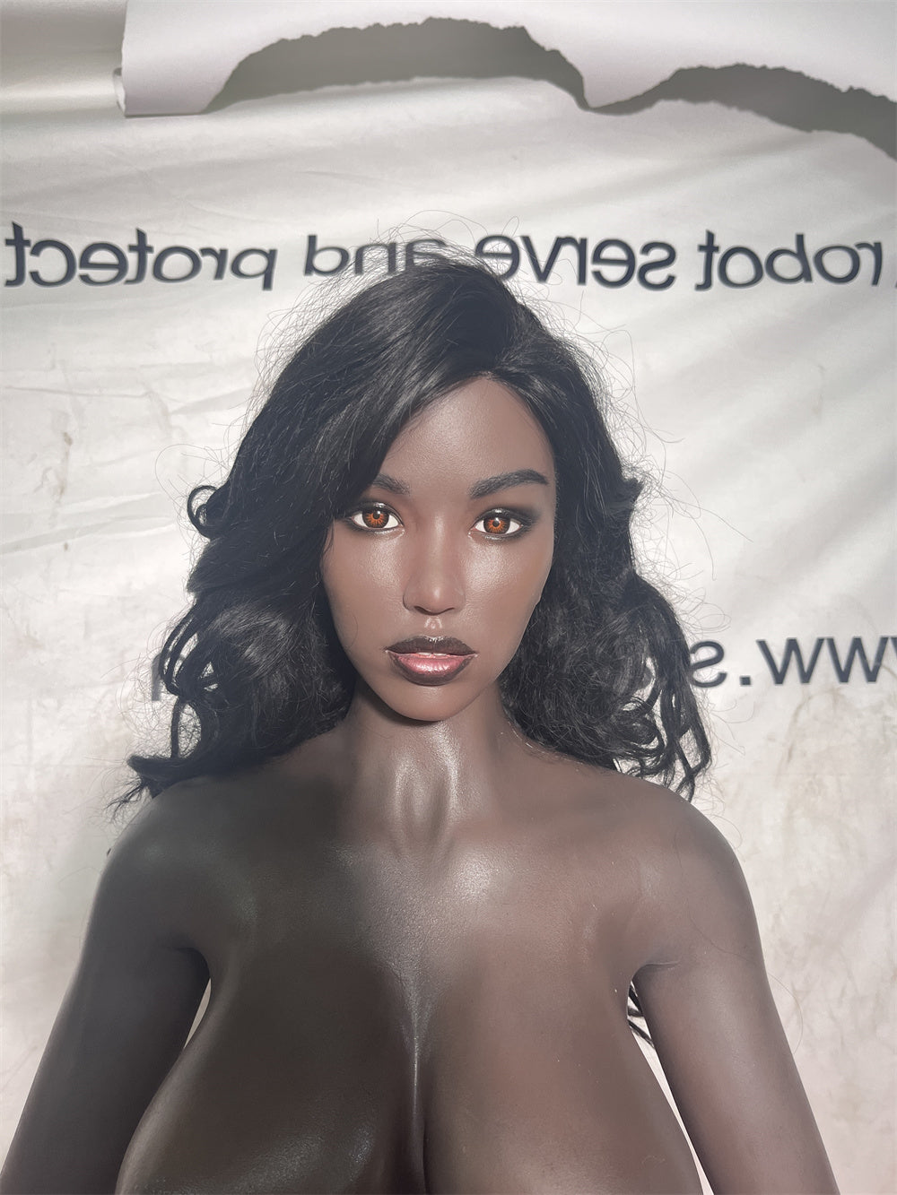 172cm/5ft8 F-cup Big Breast Silicone Head Black Sex Doll – Sunniva Starpery