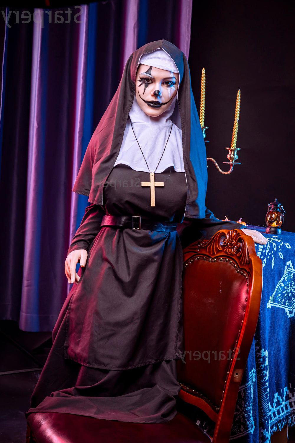 163cm/5ft4 G-cup Silicone Head Halloween Horror Nun Sex Doll – Oksana Starpery