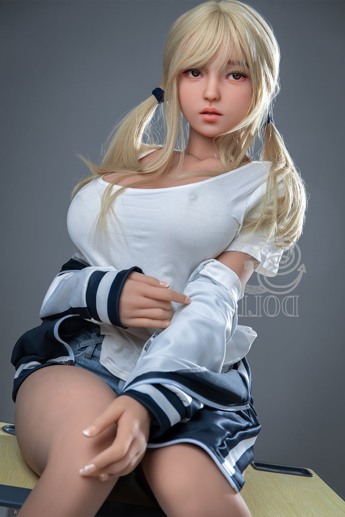 Us In Stock 157cm 5ft2 H Cup Blonde Sex Doll Sed255 Head 120 Melody A Baseball Jacket - H-cup Torso