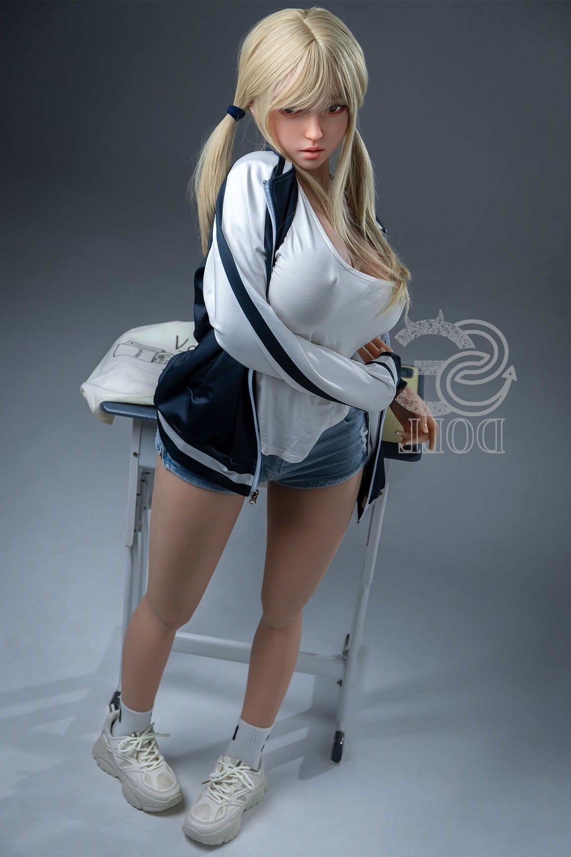 Us In Stock 157cm 5ft2 H Cup Blonde Sex Doll Sed255 Head 120 Melody A Baseball Jacket - H-cup Torso