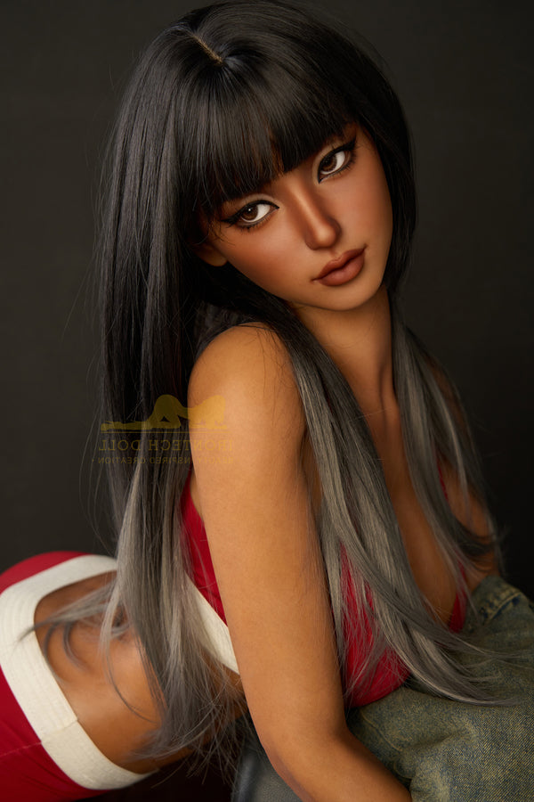 161cm 5ft3 F Cup Full Silicone Athletic Sex Doll S14 Dark Tanned Miku Fitness Queen - F-cup Torso Irontech