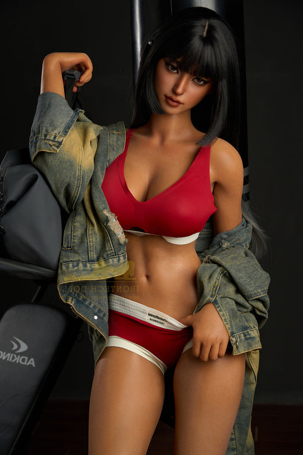 161cm 5ft3 F Cup Full Silicone Athletic Sex Doll S14 Dark Tanned Miku Fitness Queen - F-cup Torso Irontech