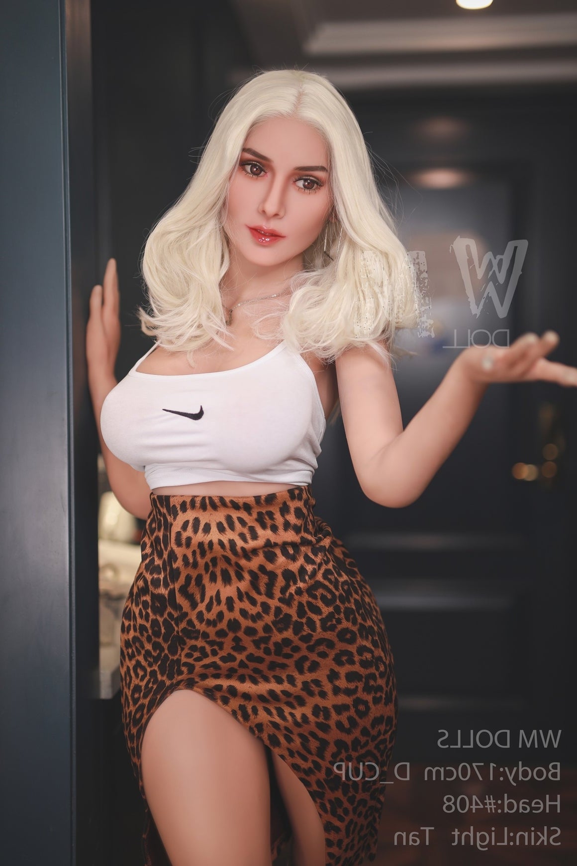170cm/5ft5 D-cup Platinum blonde curls TPE Sex Doll with #408 Head WM