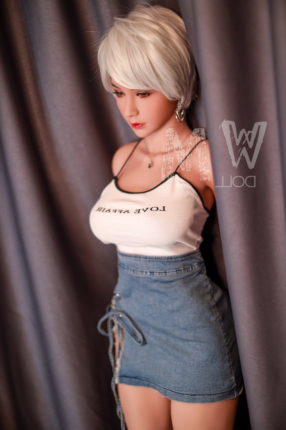 170cm/5ft5 D-cup Silver short hair TPE Sex Doll with #56 Head WM