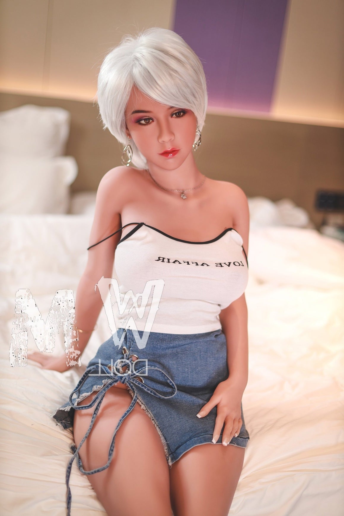 170cm/5ft5 D-cup Silver short hair TPE Sex Doll with #56 Head WM