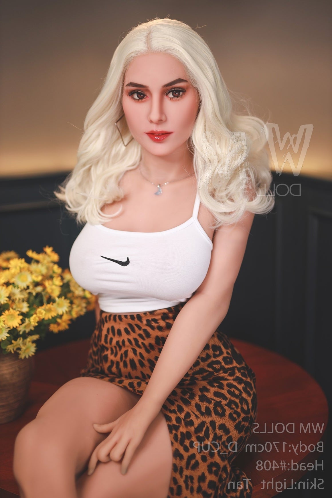 170cm/5ft5 D-cup Platinum blonde curls TPE Sex Doll with #408 Head WM