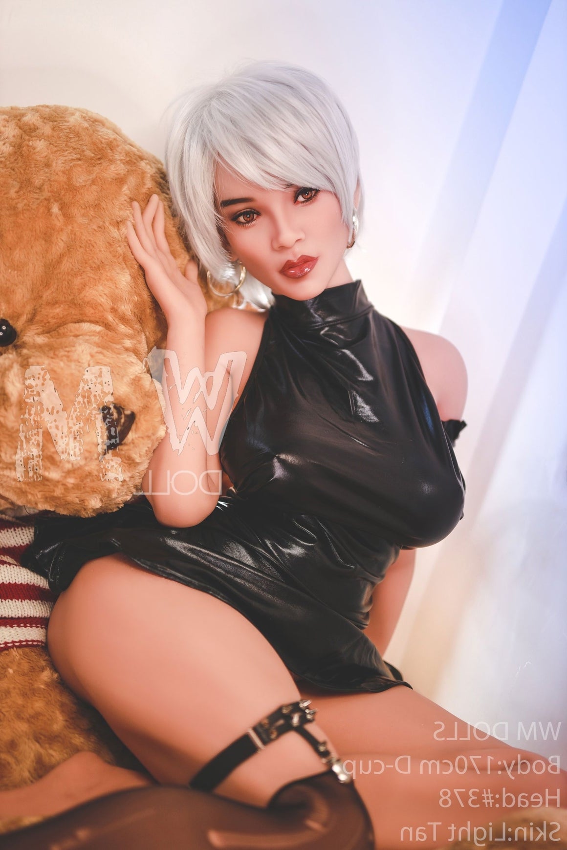 170cm/5ft5 D-cup Silver Short Hair TPE Sex Doll with #378 Head WM