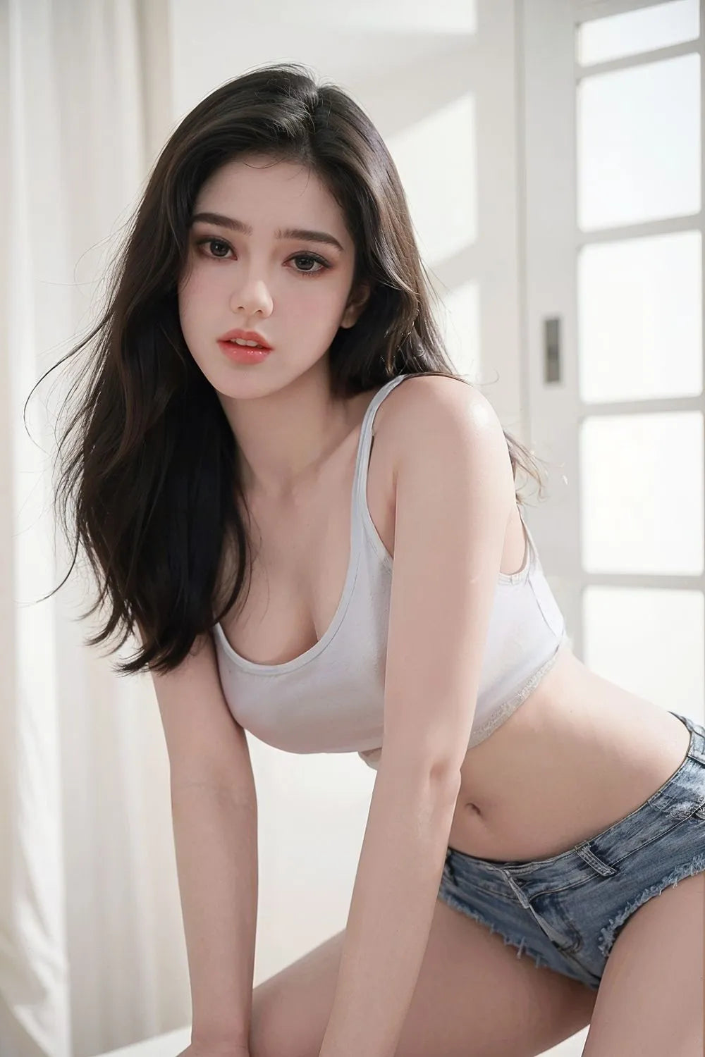 SY Doll | 150m/4ft11 Small Breasts Realistic Silicone Head Sex Doll - Cecilia