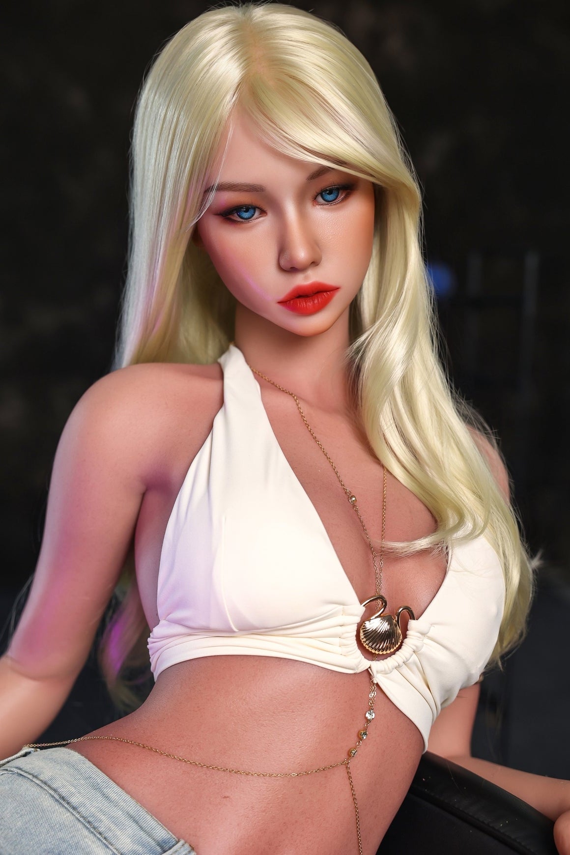 164cm/5ft5 A-cup Full Silicone Blonde Sex Doll - #612 Orange in