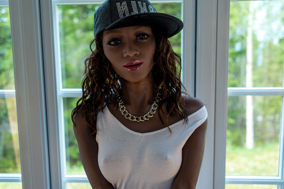 168cm/5ft6 A-cup Skinny Black TPE Sex Doll with 83#02 WM