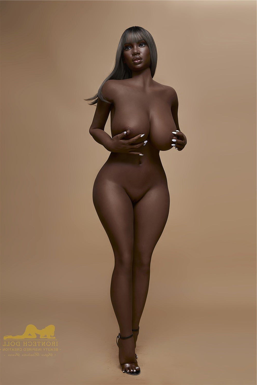 160cm/5ft3 I-Cup BBW Big Boobs Big Booty Ebony Silicone Sex Doll - S33 Torso Irontech