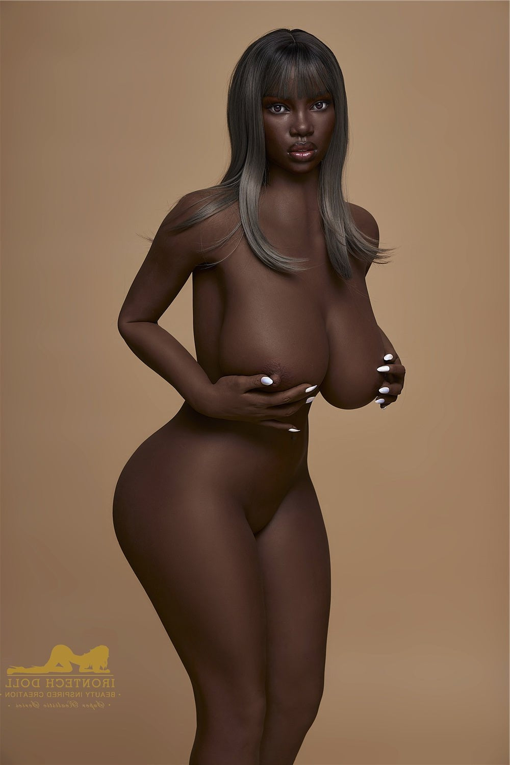 160cm/5ft3 I-Cup BBW Big Boobs Big Booty Ebony Silicone Sex Doll - S33 Torso Irontech