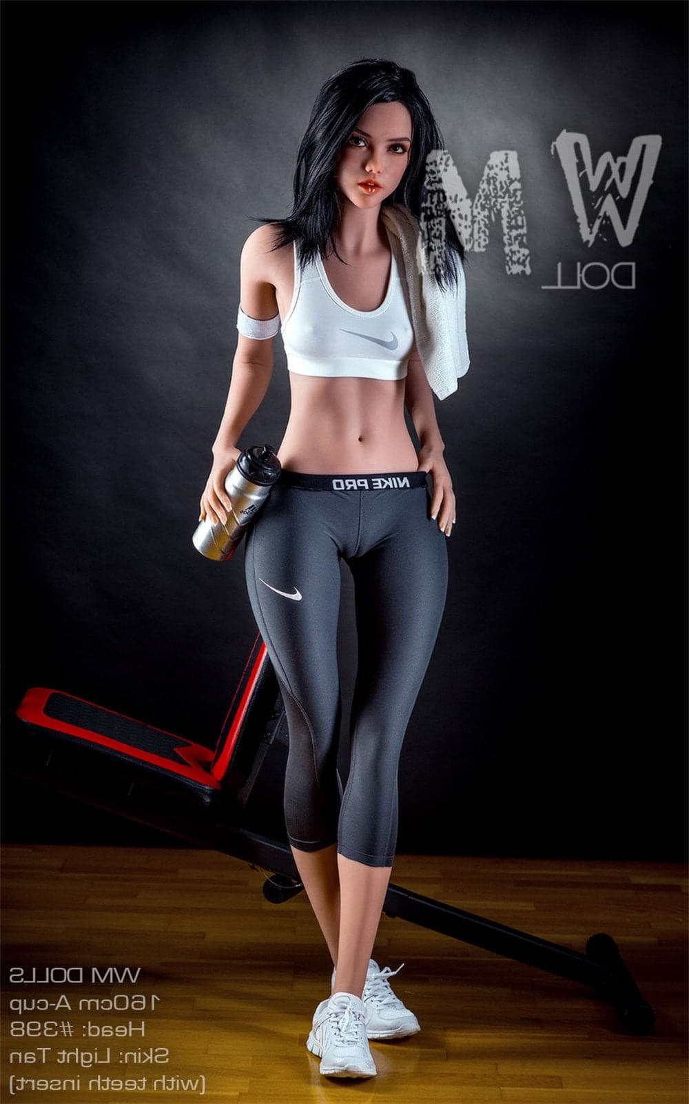 160cm/5ft3 A-Cup Beautiful Black Hair TPE Sex Doll with #398 Head WM