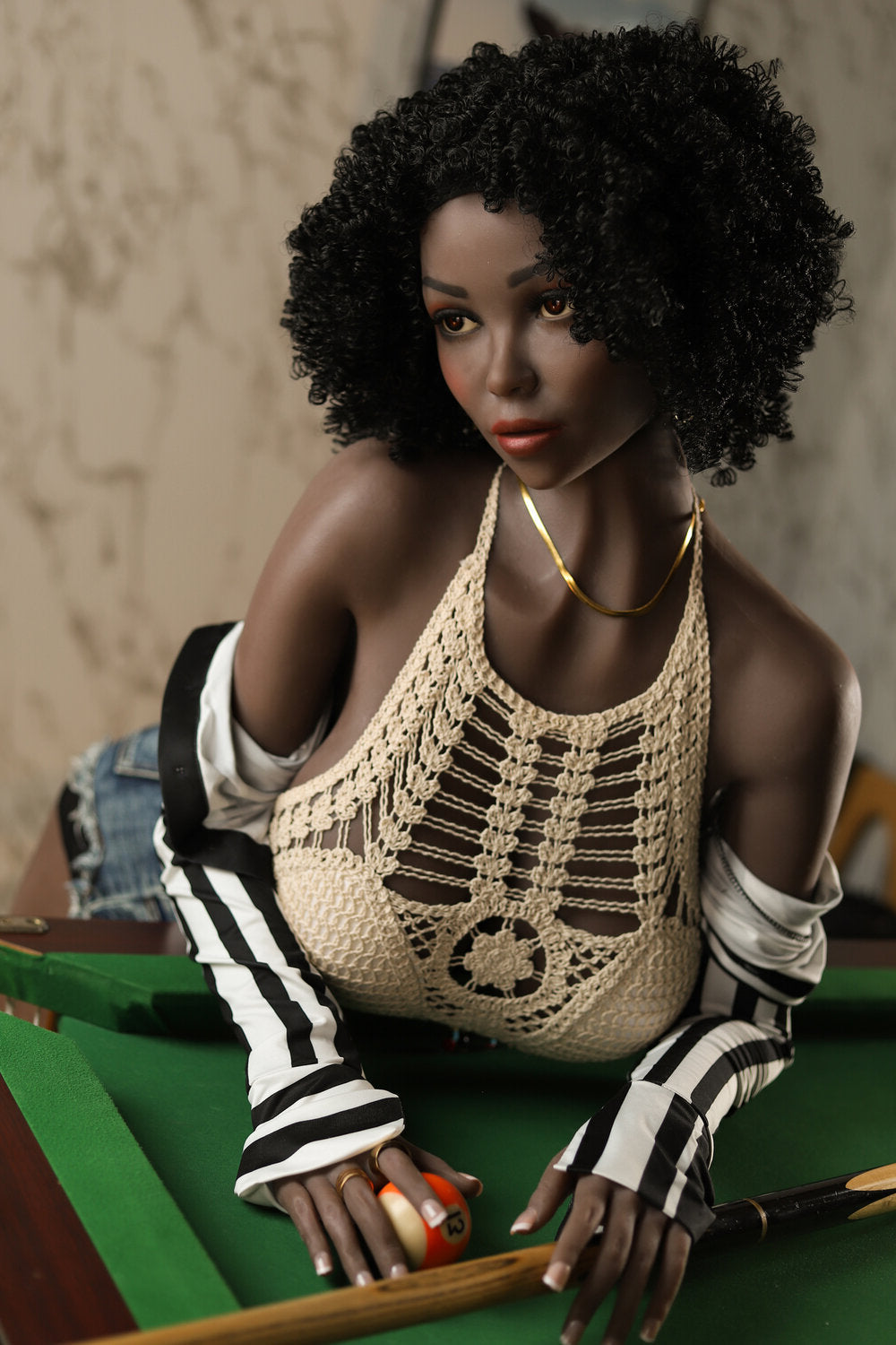 US In Stock - 158cm/5ft2 H-cup Big Boobs Big Booty Black Sex Doll - C2 Torso TPE Galaxy Doll