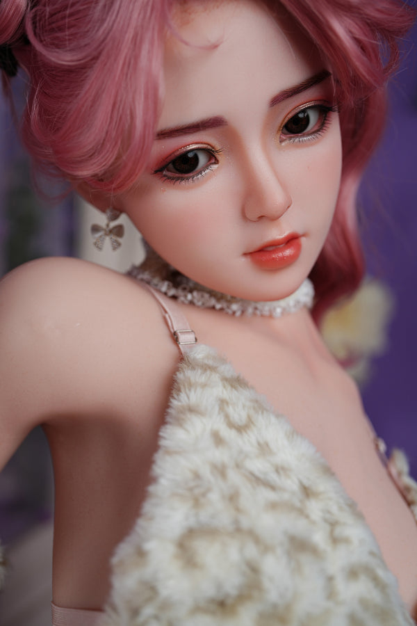 150cm/4ft11 D-cup Silicone Head Asian Sex Doll A62 with Red Hair - XLa Torso JX