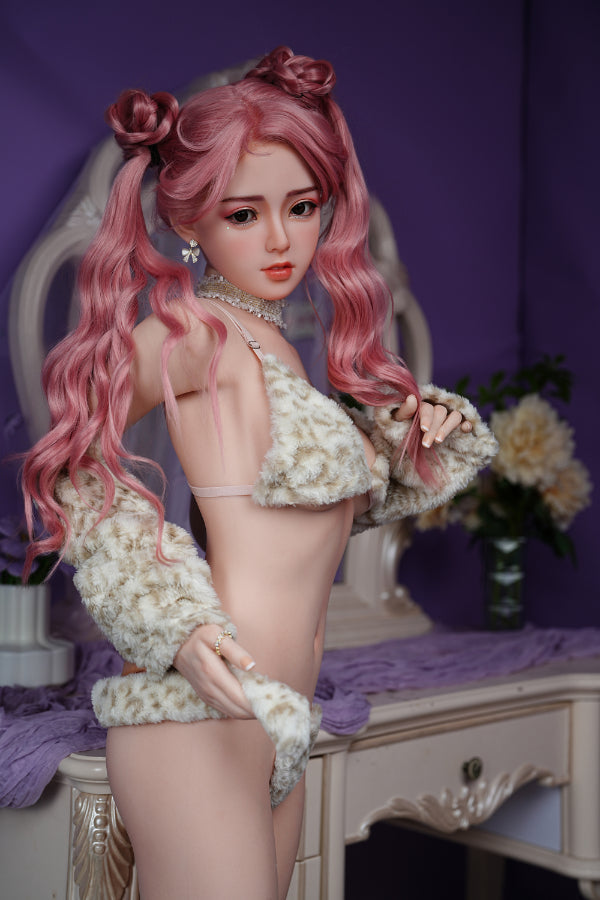 150cm/4ft11 D-cup Silicone Head Asian Sex Doll A62 with Red Hair - XLa Torso JX