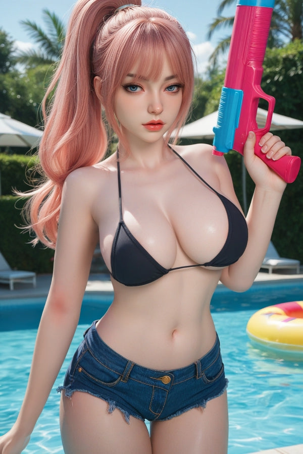 164cm/5ft5 I-cup Pink Hair Silicone Sex Doll – #M5SY