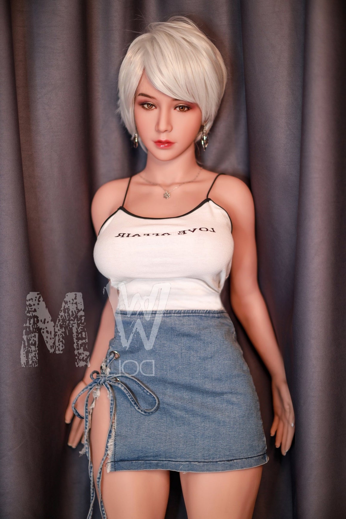 170cm/5ft5 D-cup Silver short hair TPE Sex Doll with #56 Head WM