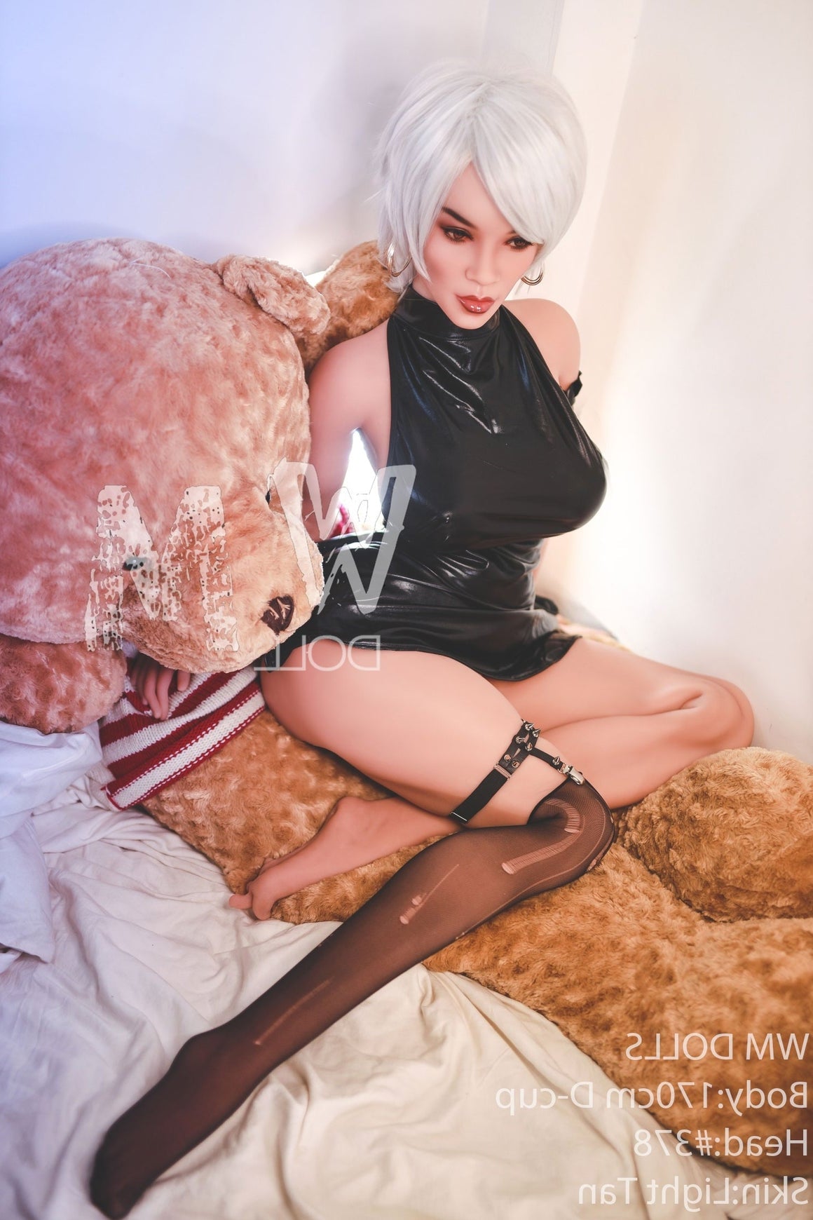 170cm/5ft5 D-cup Silver Short Hair TPE Sex Doll with #378 Head WM