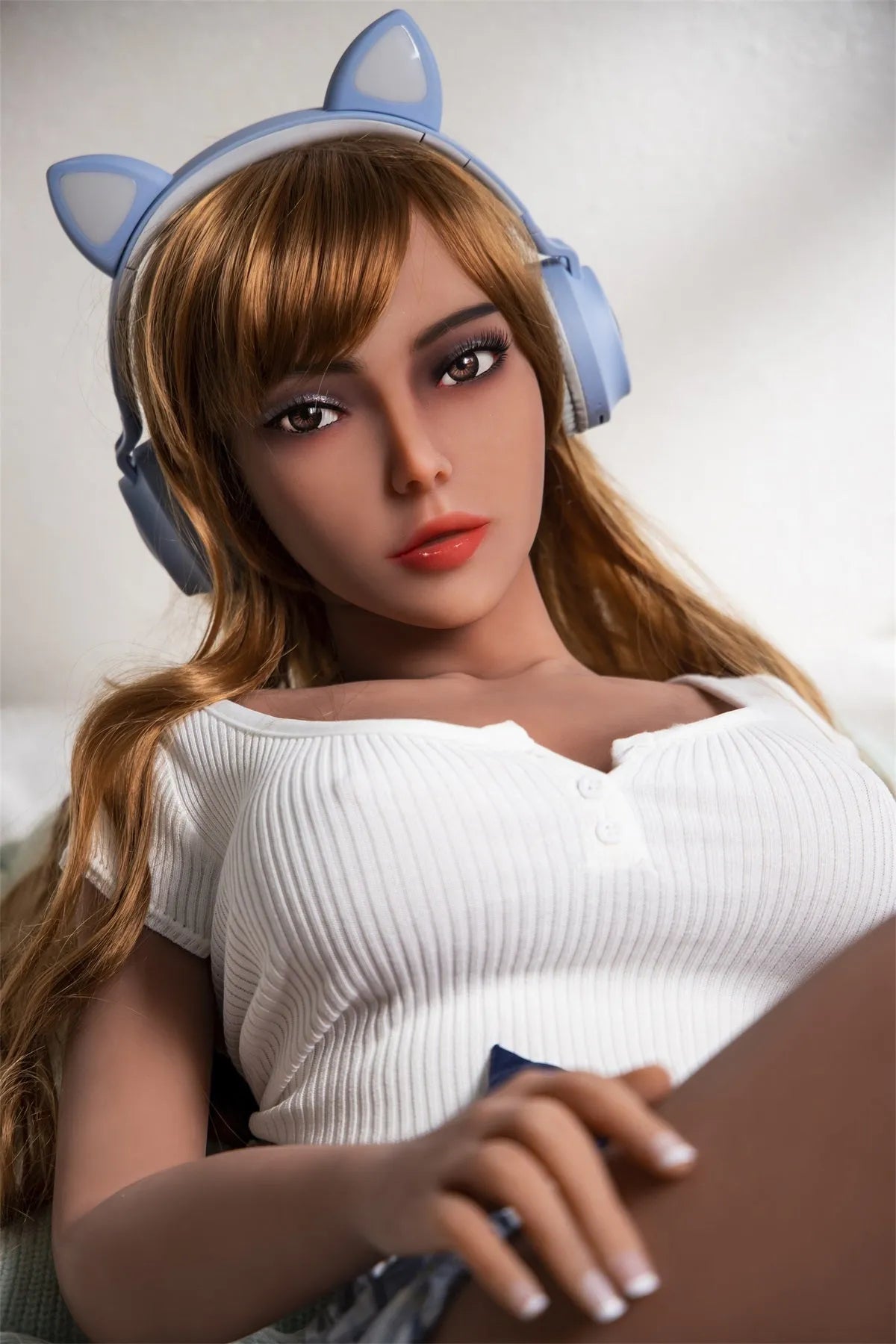 Tayen - Small Breasts Wheat Skin Color Sex Doll With Long Blonde Curly Hair(5 Sizes £©