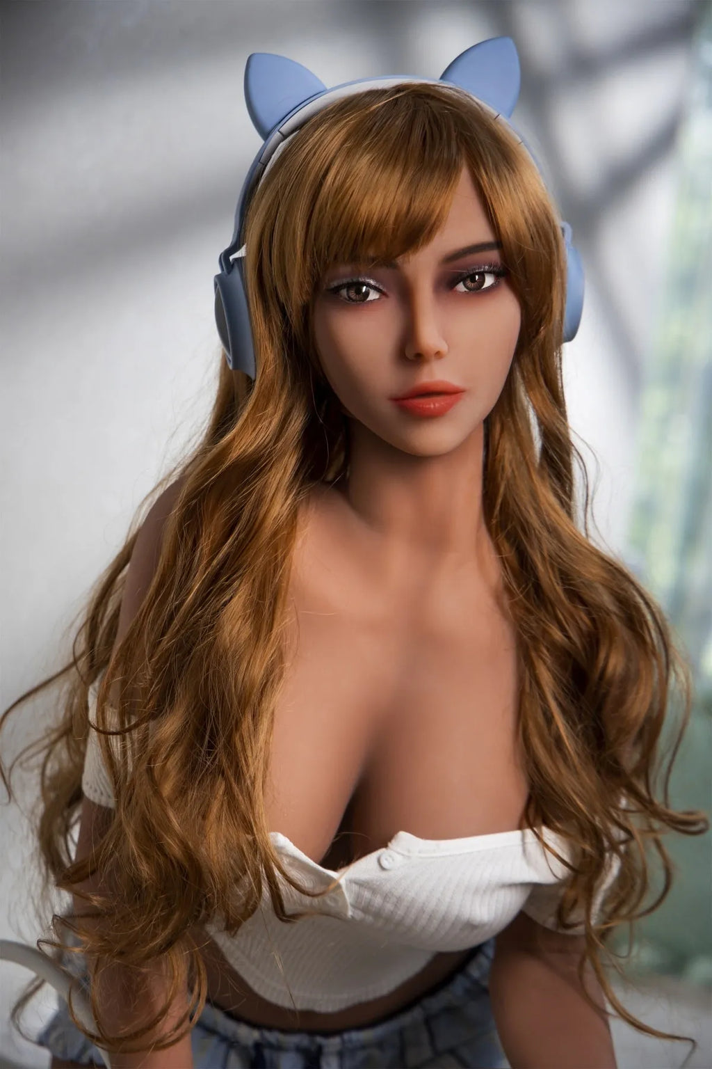 Tayen - Small Breasts Wheat Skin Color Sex Doll With Long Blonde Curly Hair(5 Sizes £©