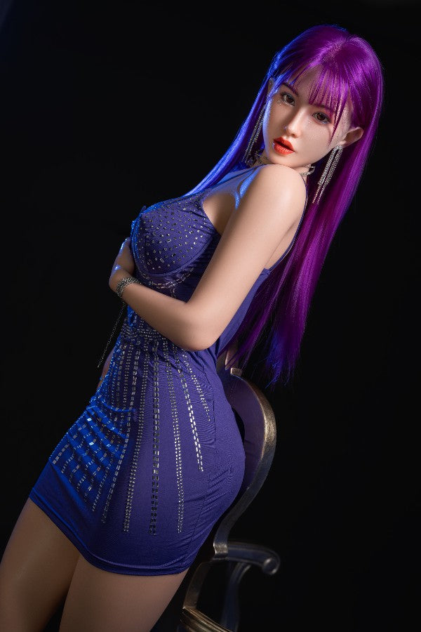 165cm/5ft5 D-cup Chinese Purple Hair Full Silicone Sex Doll - #644 Orange