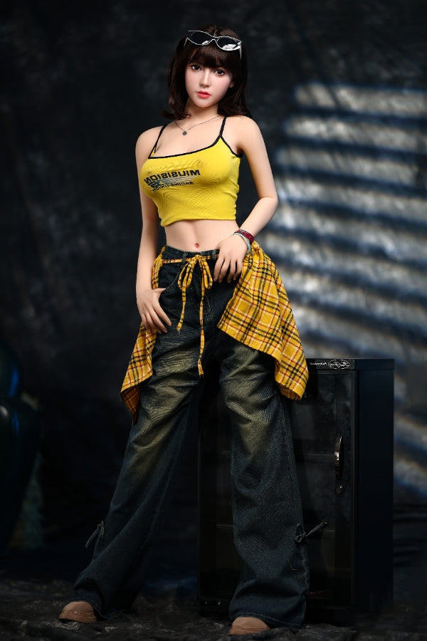 168cm/5ft6 F-cup Big Breast Silicone Head Sex Doll - #996 Orange in