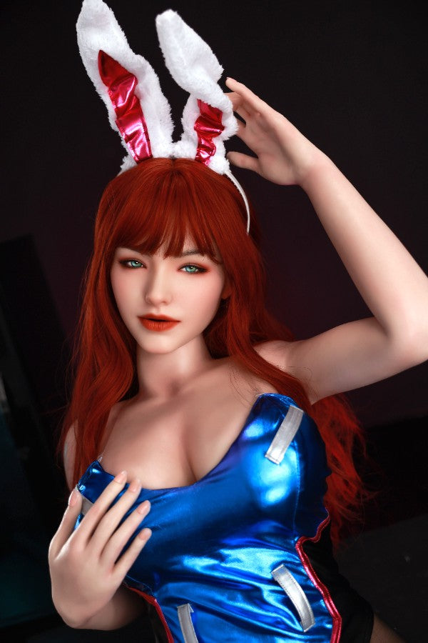 165cm/5ft5 D-cup Redhead Rabbit Full Silicone Sex Doll - #604 Orange in