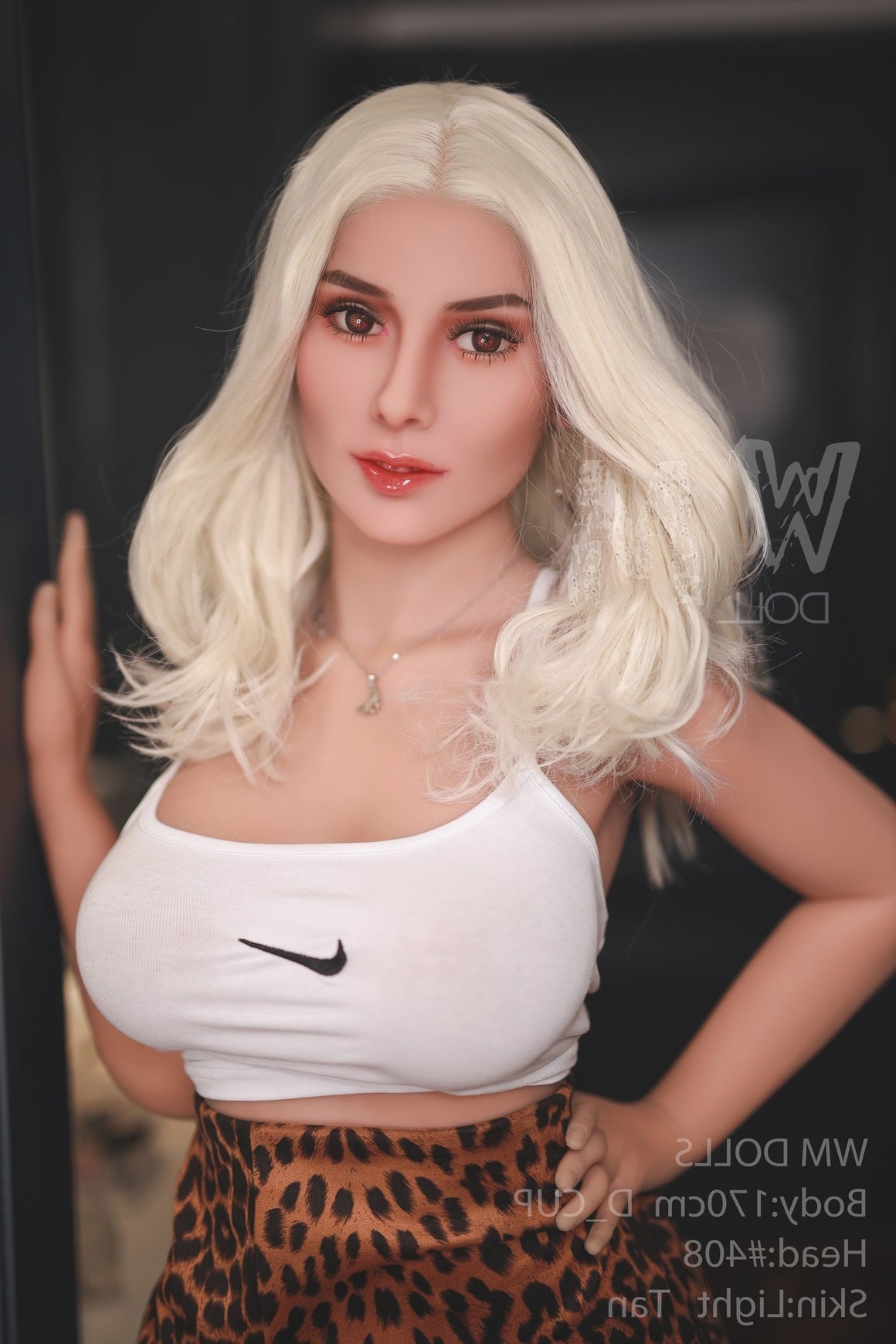 170cm/5ft5 D-cup Platinum blonde curls TPE Sex Doll with #408 Head WM