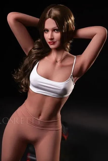 Rosretty Doll | 160cm / 5ft3 Long Curly Hair Fitness Muscle Small Chest Lifelike Sex Doll - Rose