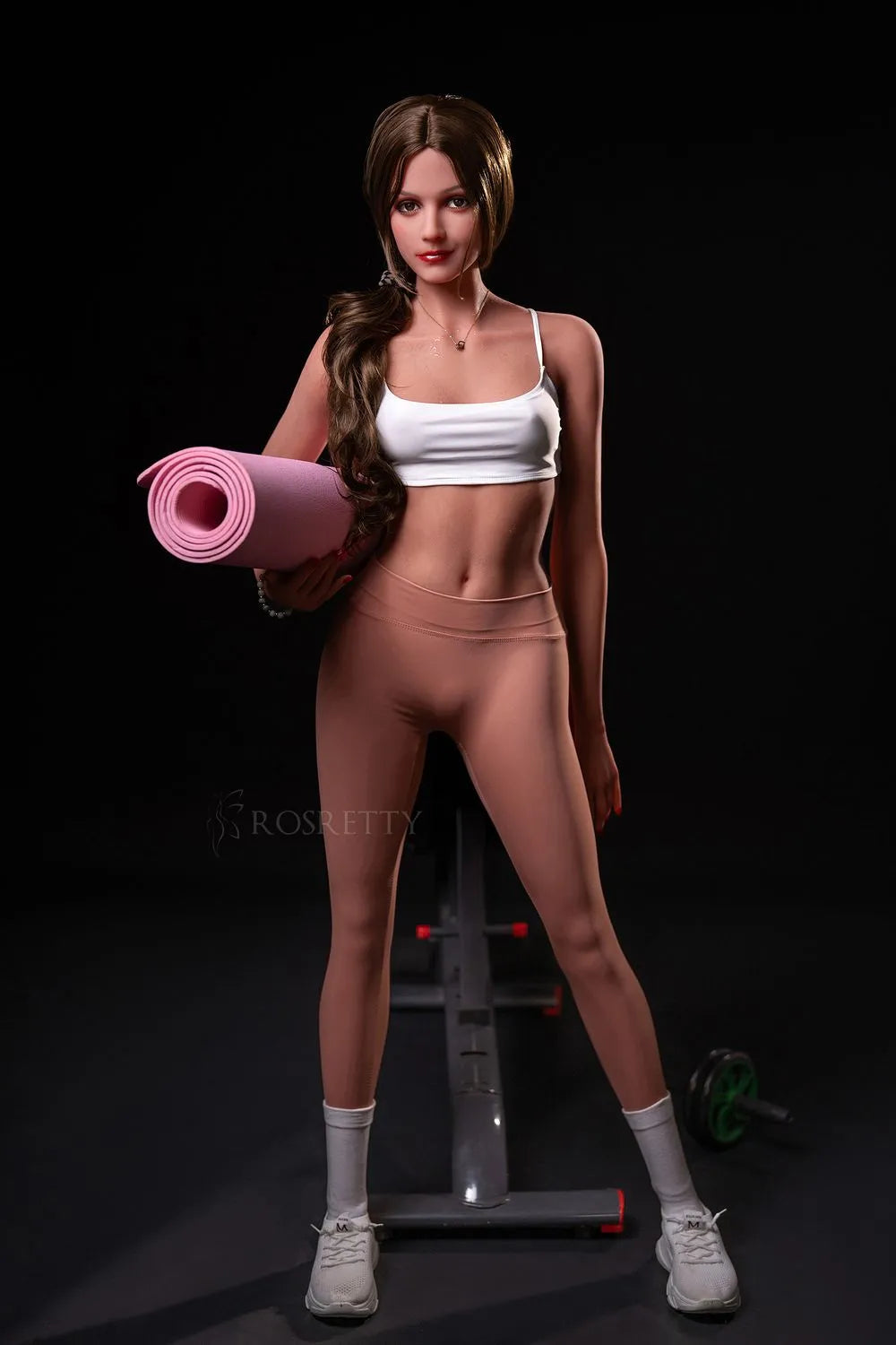 Rosretty Doll | 160cm / 5ft3 Long Curly Hair Fitness Muscle Small Chest Lifelike Sex Doll - Rose