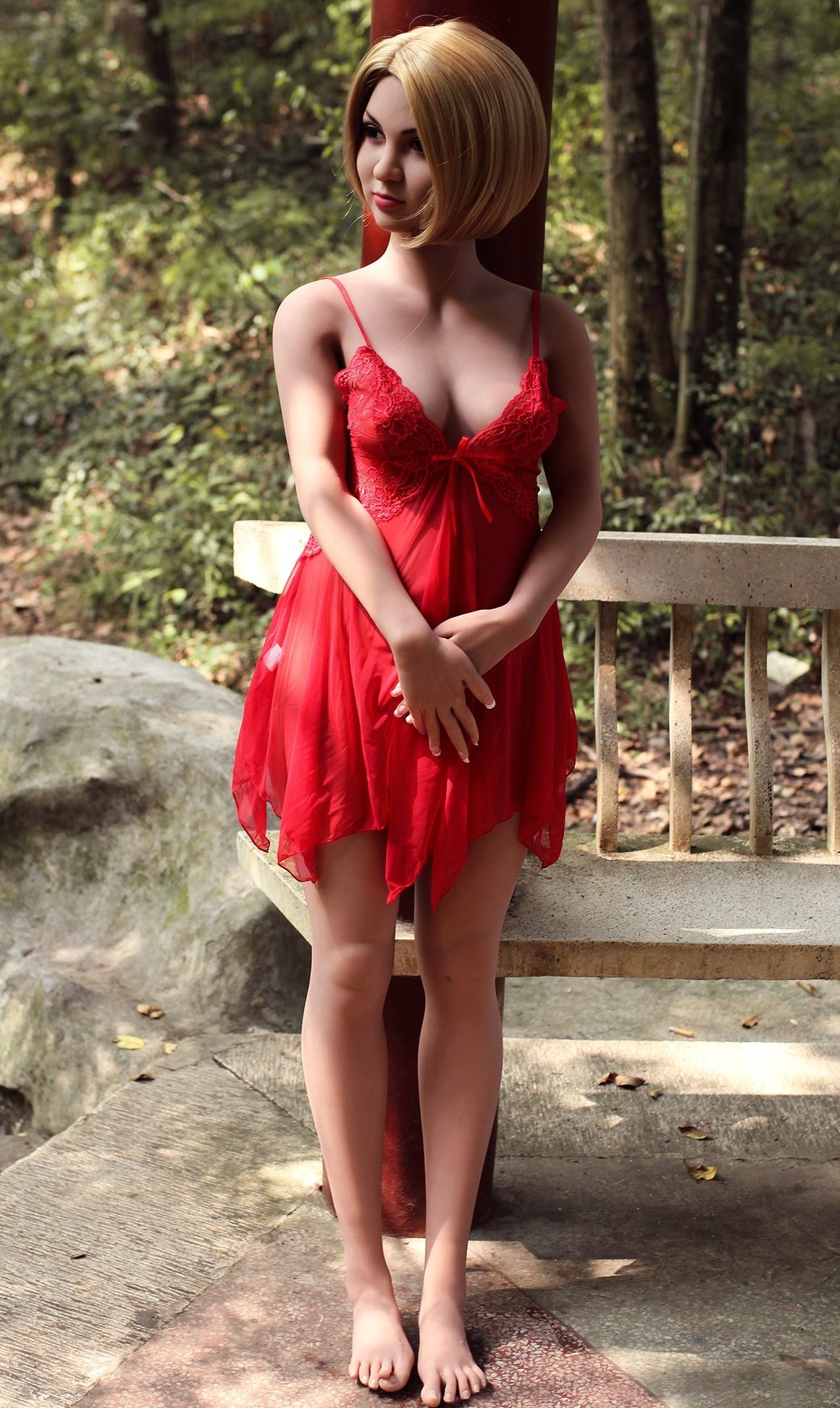 158cm/5ft2 C-cup Pregnant Short Blonde Hair TPE Sex Doll – #93 Head WM