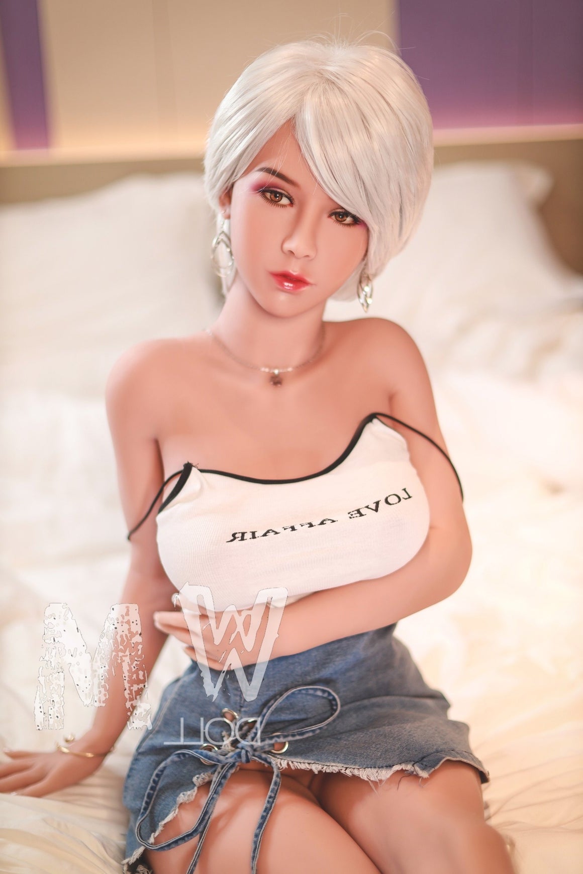 170cm/5ft5 D-cup Silver short hair TPE Sex Doll with #56 Head WM