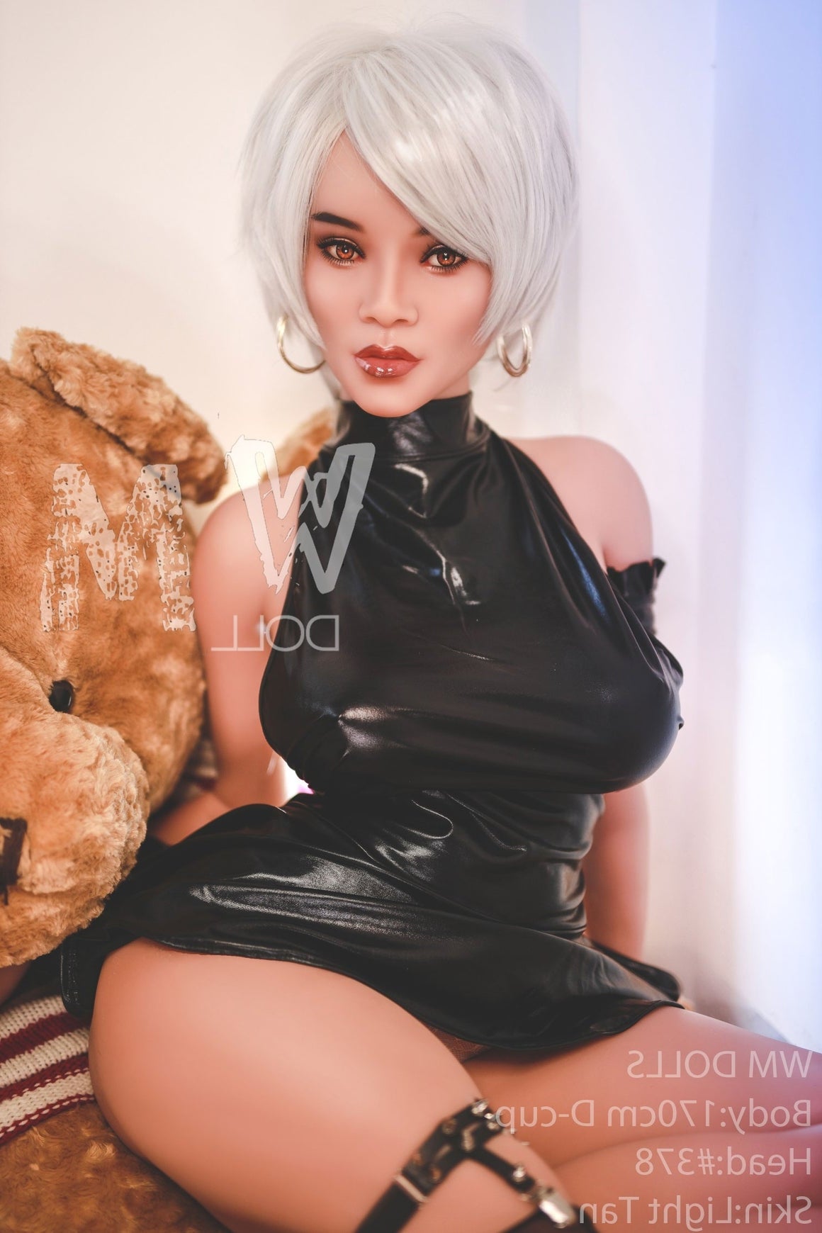 170cm/5ft5 D-cup Silver Short Hair TPE Sex Doll with #378 Head WM