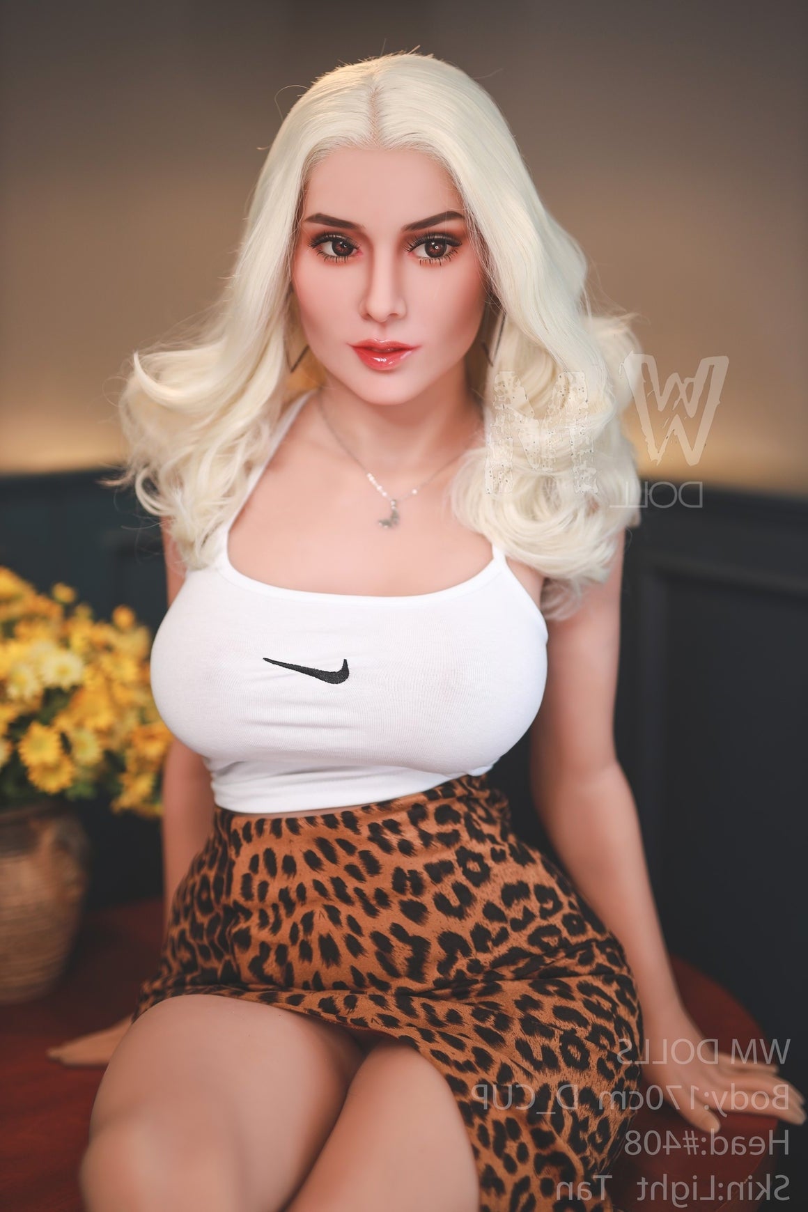 170cm/5ft5 D-cup Platinum blonde curls TPE Sex Doll with #408 Head WM