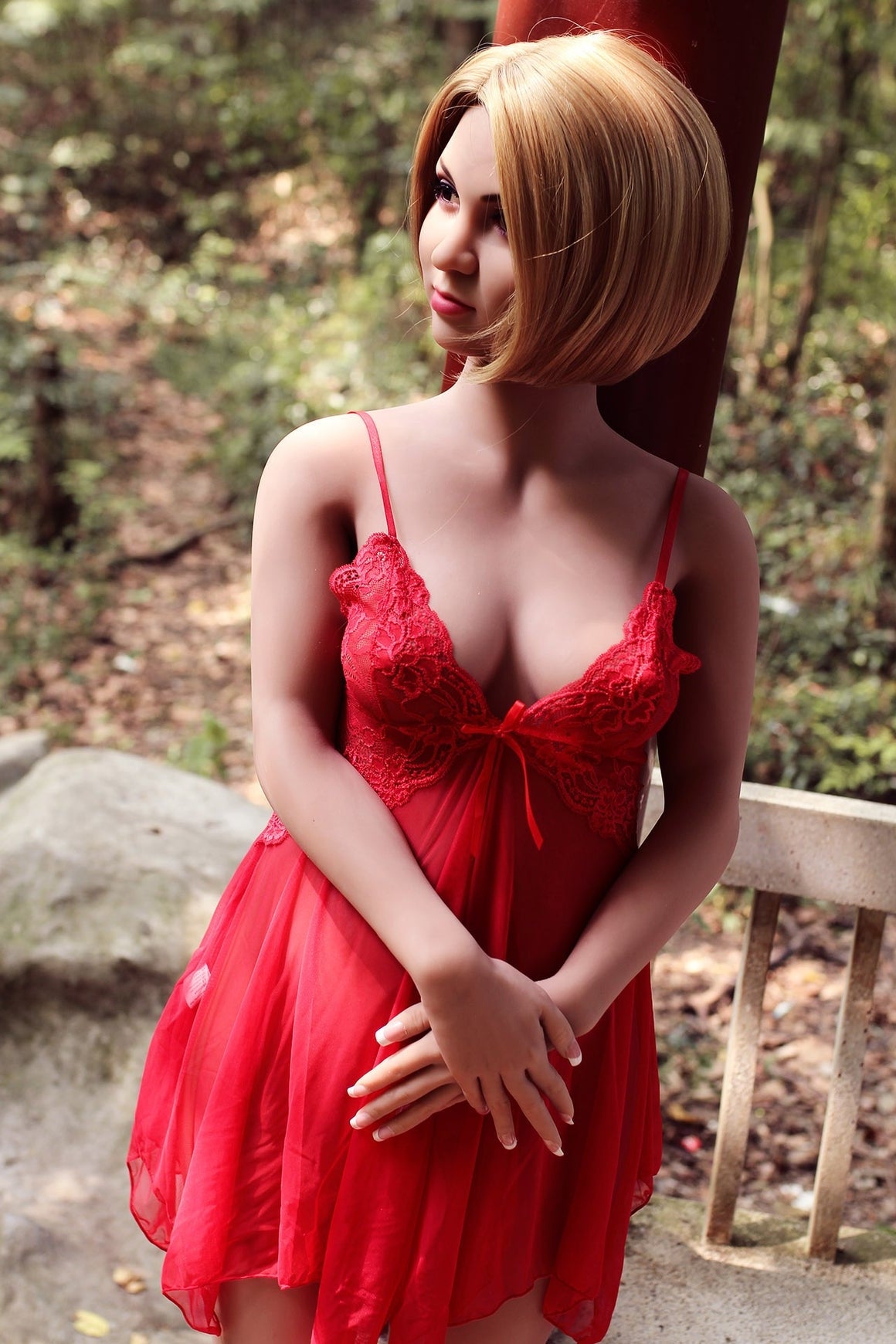 158cm/5ft2 C-cup Pregnant Short Blonde Hair TPE Sex Doll – #93 Head WM