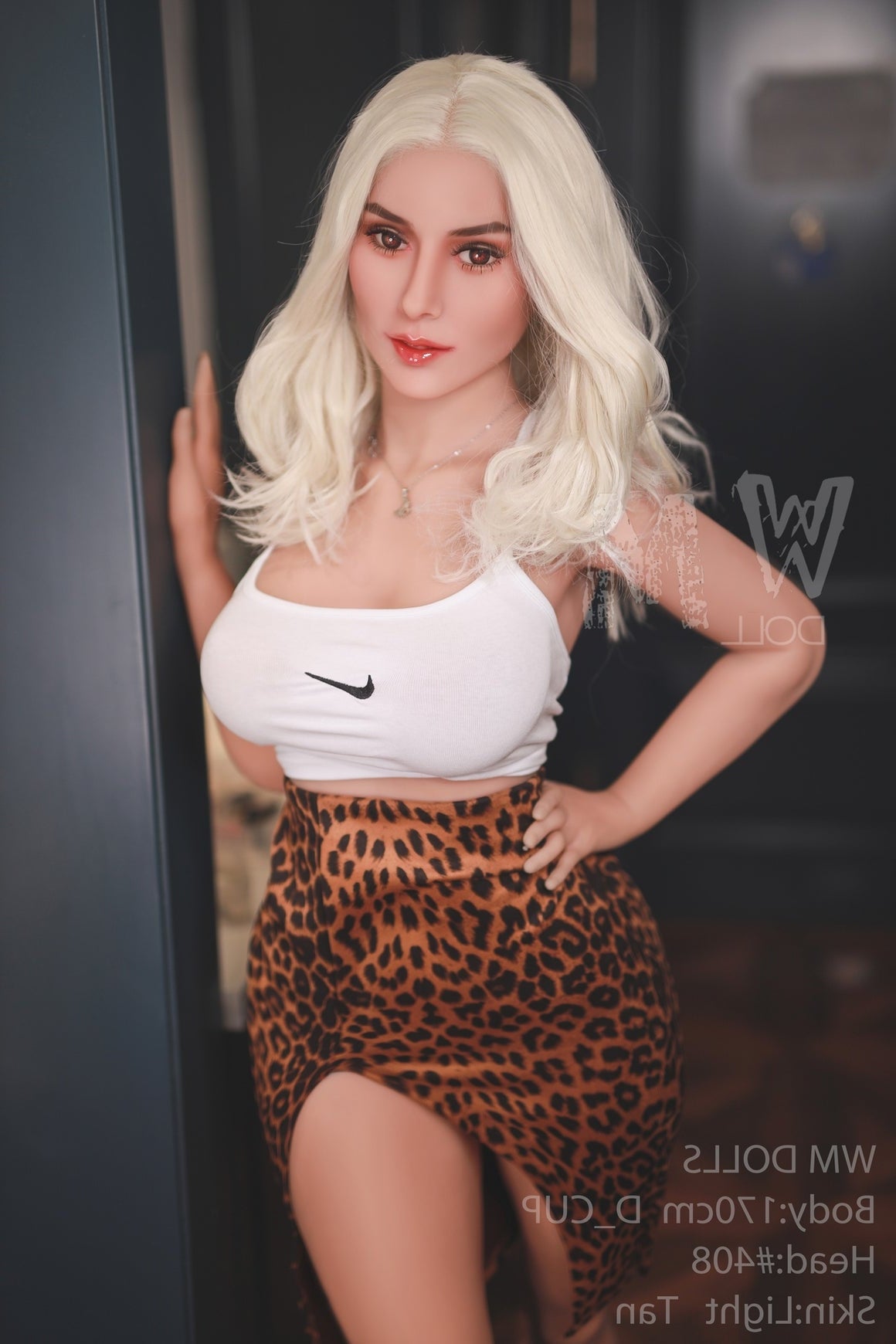 170cm/5ft5 D-cup Platinum blonde curls TPE Sex Doll with #408 Head WM