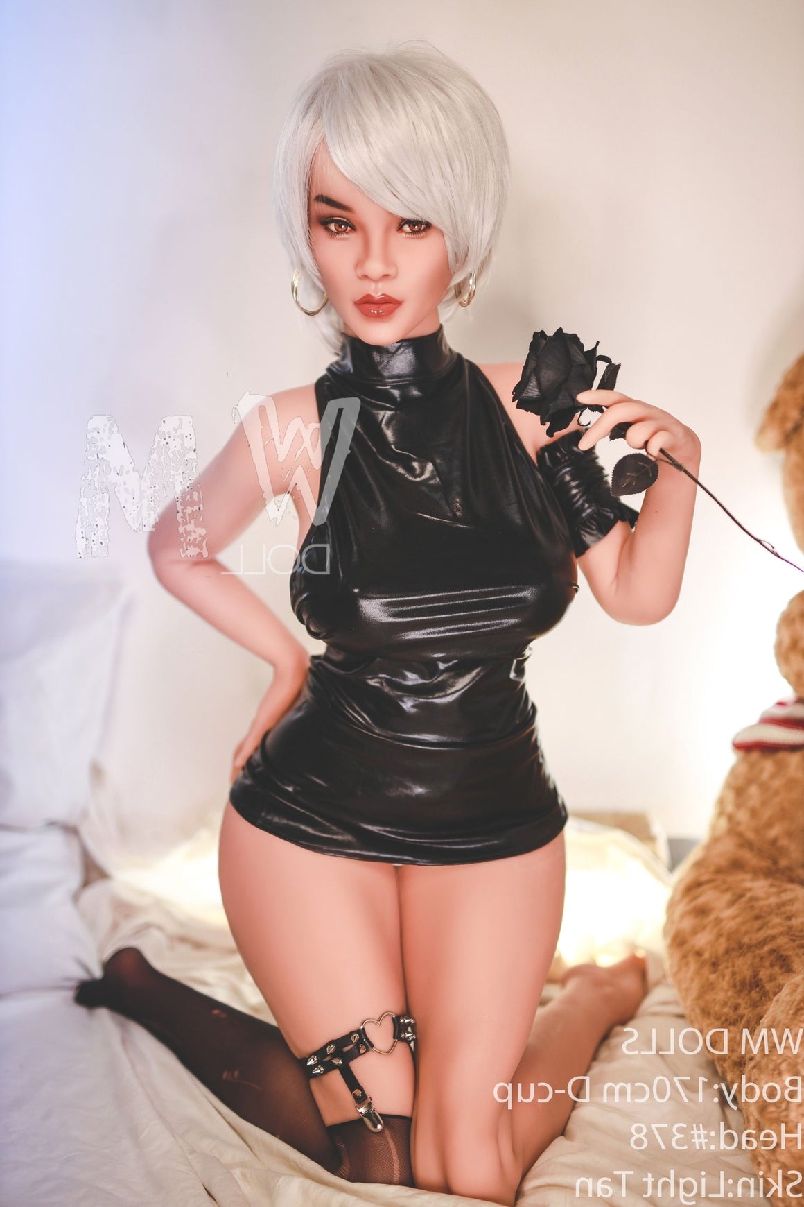 170cm/5ft5 D-cup Silver Short Hair TPE Sex Doll with #378 Head WM