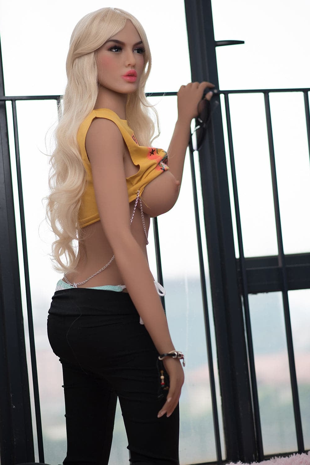 165cm/5ft5 F-Cup Blonde Big Breasts American Life-size TPE Sex Doll 6ye