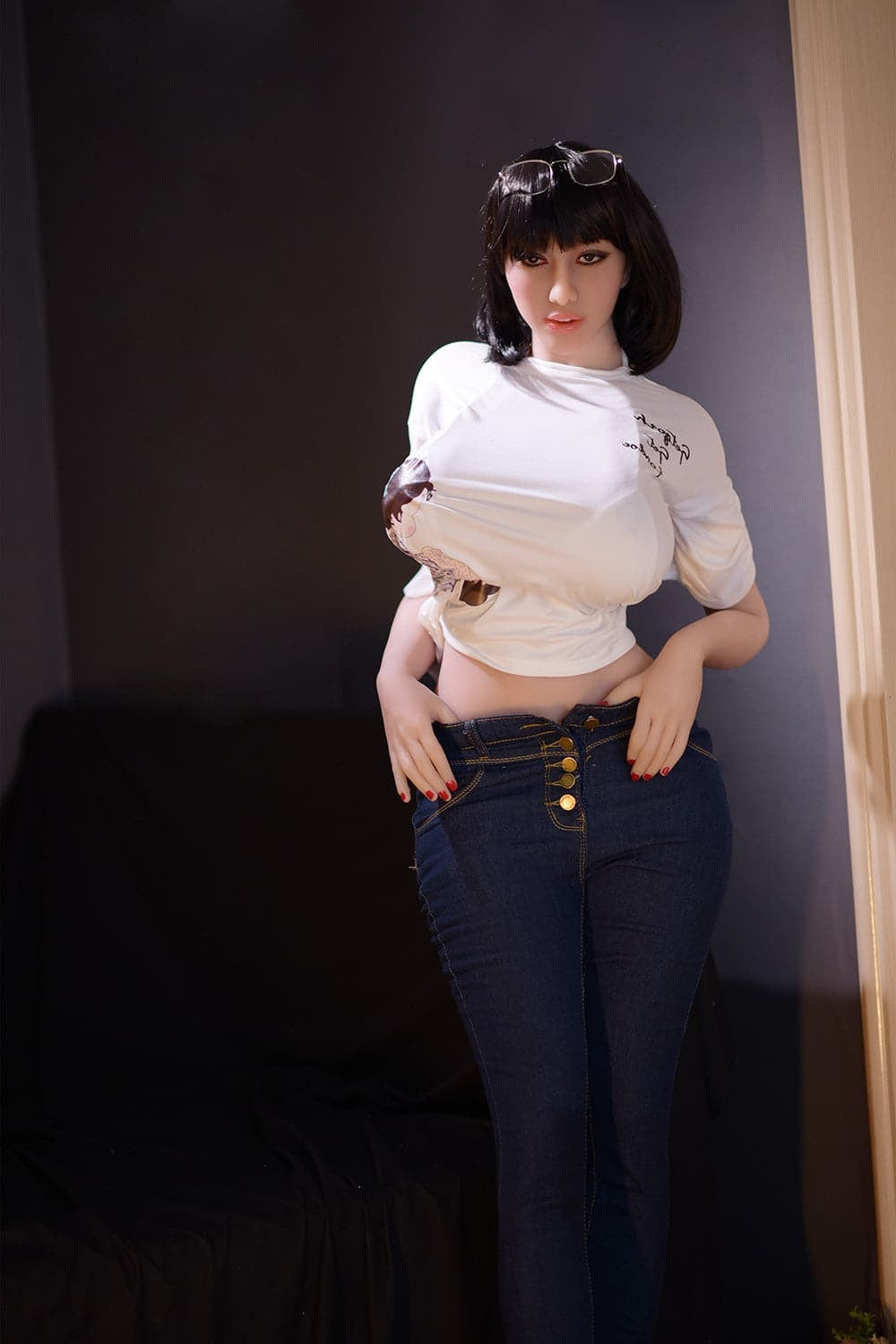 163cm/5ft4 I-Cup Huge Tits & Big Butt Black Short Hair Sex Doll with # Torso TPE 6ye