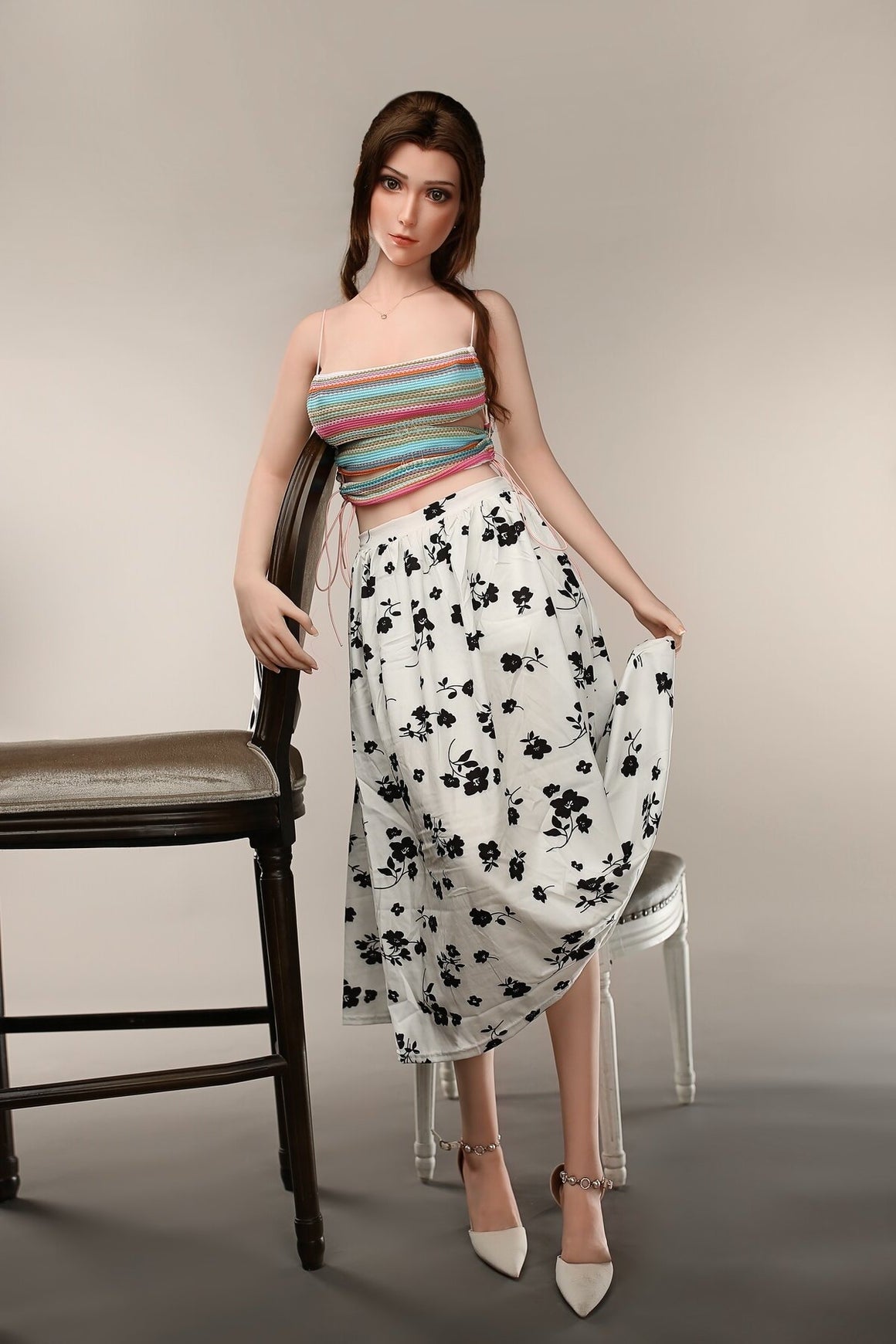 US In Stock - 160cm/5ft3 D-cup Silicone Head Sex Doll C25S - Alice Whi Torso JX