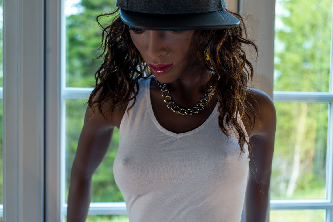 168cm/5ft6 A-cup Skinny Black TPE Sex Doll with 83#02 WM