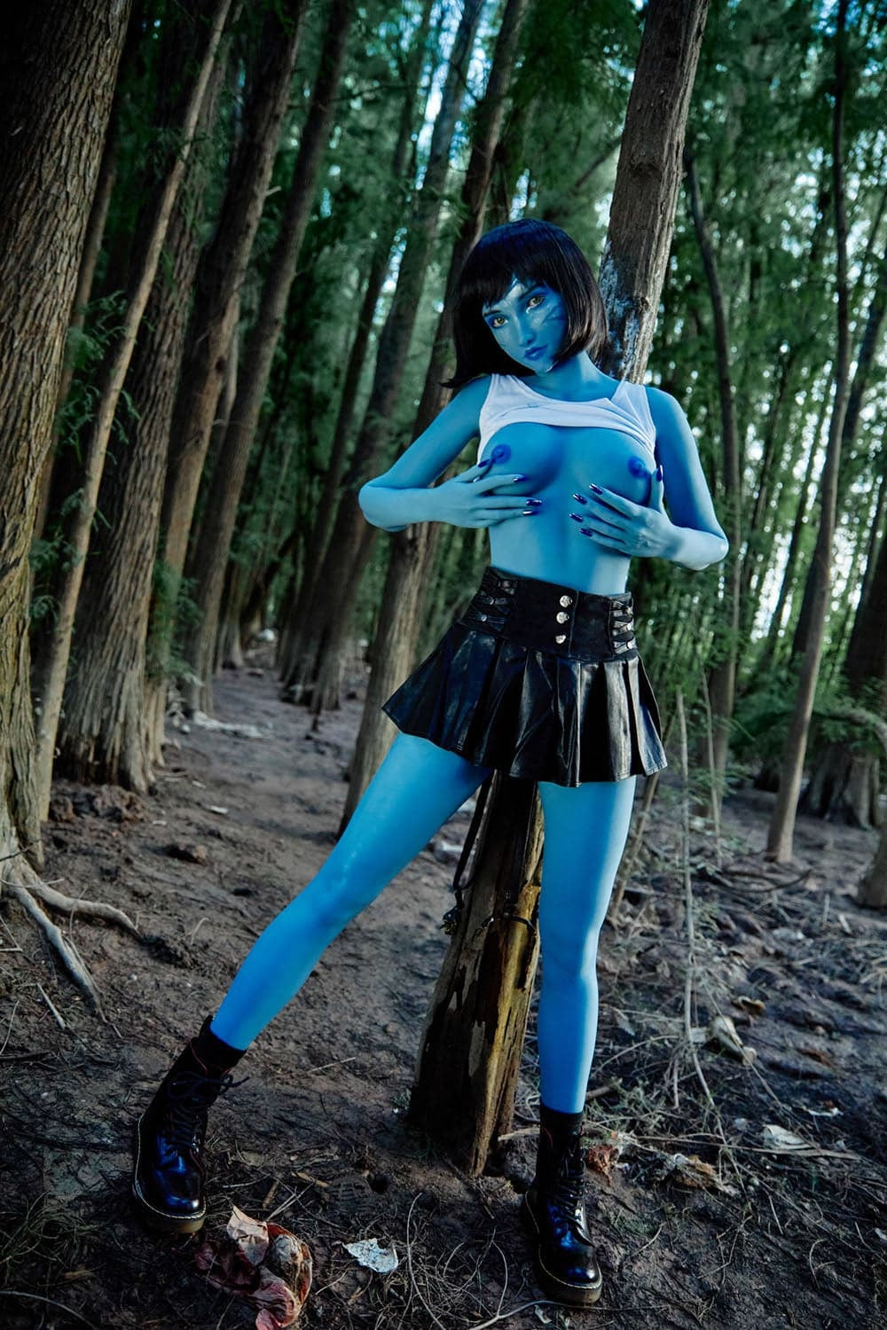 Clm Classic 158cm Myrtice B Cup Alien Blue Skin Sex Doll Tifa Makeup Avatar Blue - Torso TPE Climax