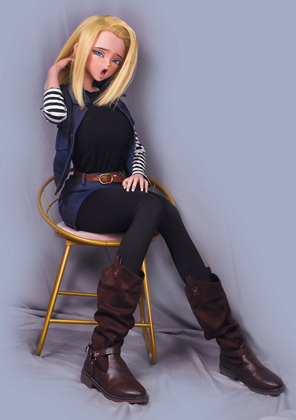 148cm/ 4ft9 Anime Dragon Ball Character Android 18 Silicone Sex Doll – - Torso ElsaBabe