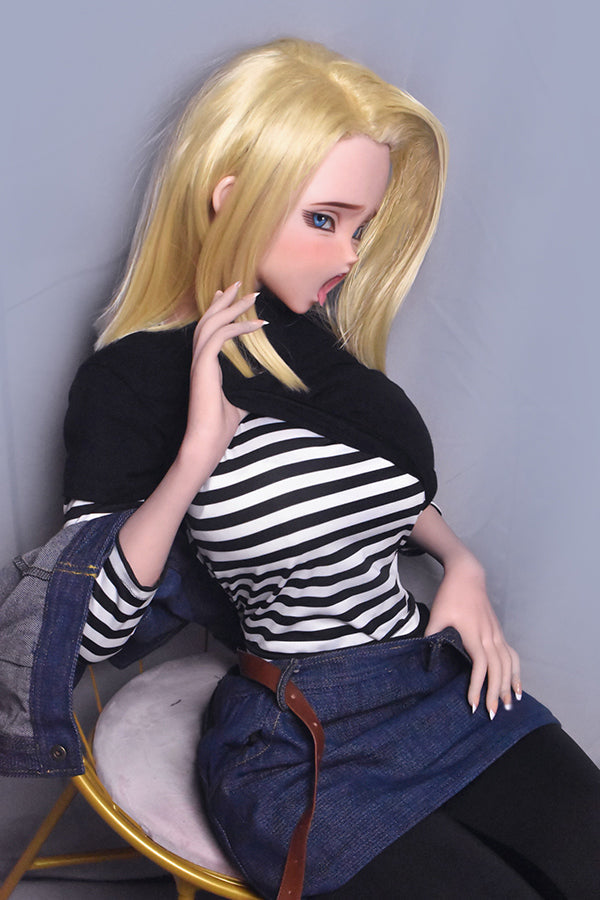 148cm/ 4ft9 Anime Dragon Ball Character Android 18 Silicone Sex Doll – - Torso ElsaBabe